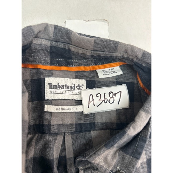 Timberland check shirt Men's size 2XL gray/black button-down long-sleeve - Picture 2 of 4